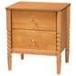 Baxton Studio Lucera 2-Drawer Bobbin Nightstand in Oak Brown, , large