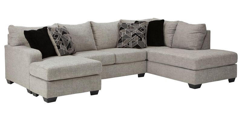 Signature Design by Ashley Megginson 3-Piece Left Facing U-Shaped Sectional with Sofa Chaise and Storage Ottoman in Storm