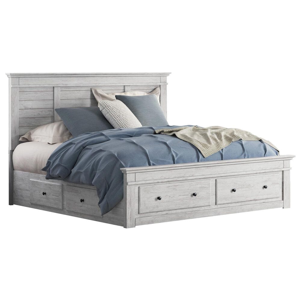 Ashley Makidern 4 Piece King Storage Bedroom Set with Six Drawers in Whitewash, , large