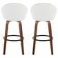 LumiSource Matisse 30" Swivel Barstool with White Faux Leather Upholstery in Walnut and Black (Set of 2), , large