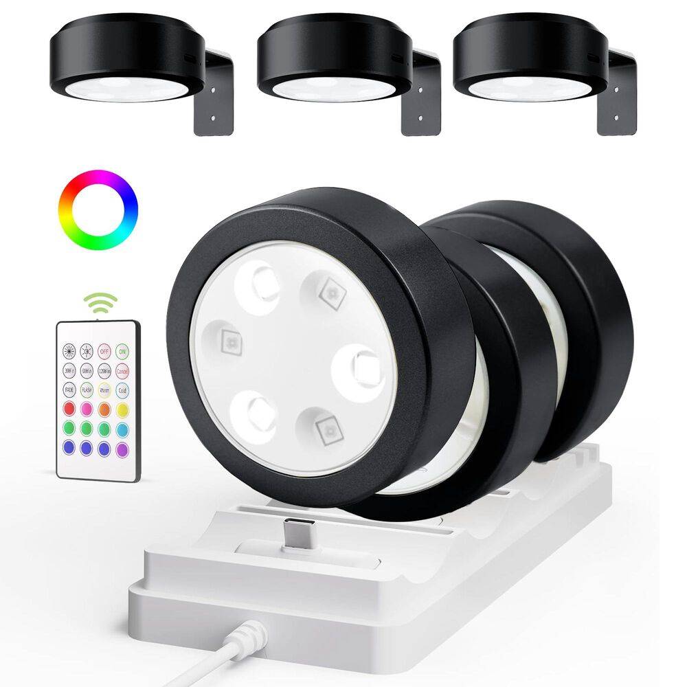 HOMLUX Tap Control Wall Light with Charging Station in Black (Set of 6), , large