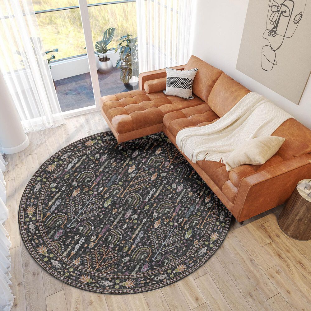 Dalyn Rug Company Hatay HY5 8&#39; Round Black Area Rug, , large