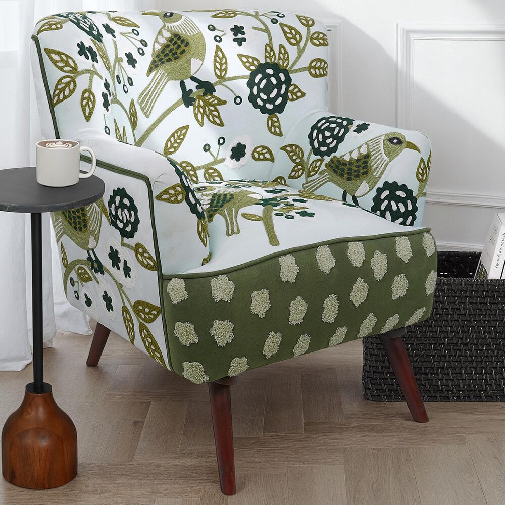 LR Home Matilda Accent Chair in Green and Multicolor, , large