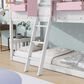 Hearth and Haven Twin over Twin House Bunk Bed with Roof in Pink and White, , large