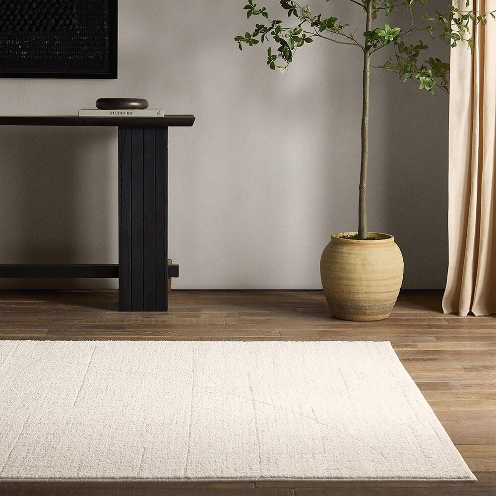 Jaipur Ziyad Lioum 9&#39; x 12&#39; Whitecap Gray, Rainy Day, White Swan and Fallen Rock Area Rug, , large