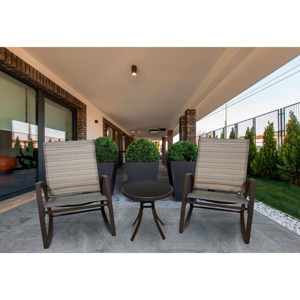 Global Note Collections Park Ridge 3-Piece Rocking Chat Set in Brown, , large