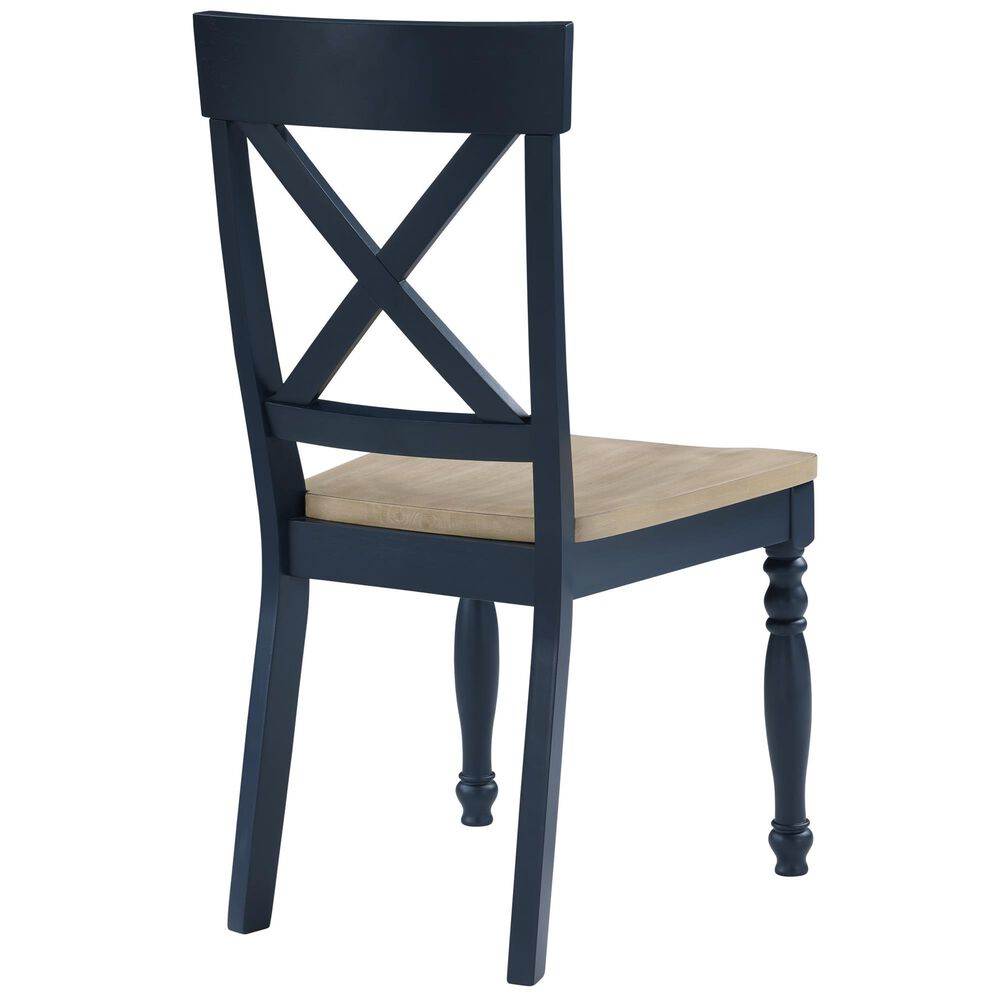 Steve Silver Darcy Round Dining Table and 4 Dining Side Chairs in Natural and Blue, , large