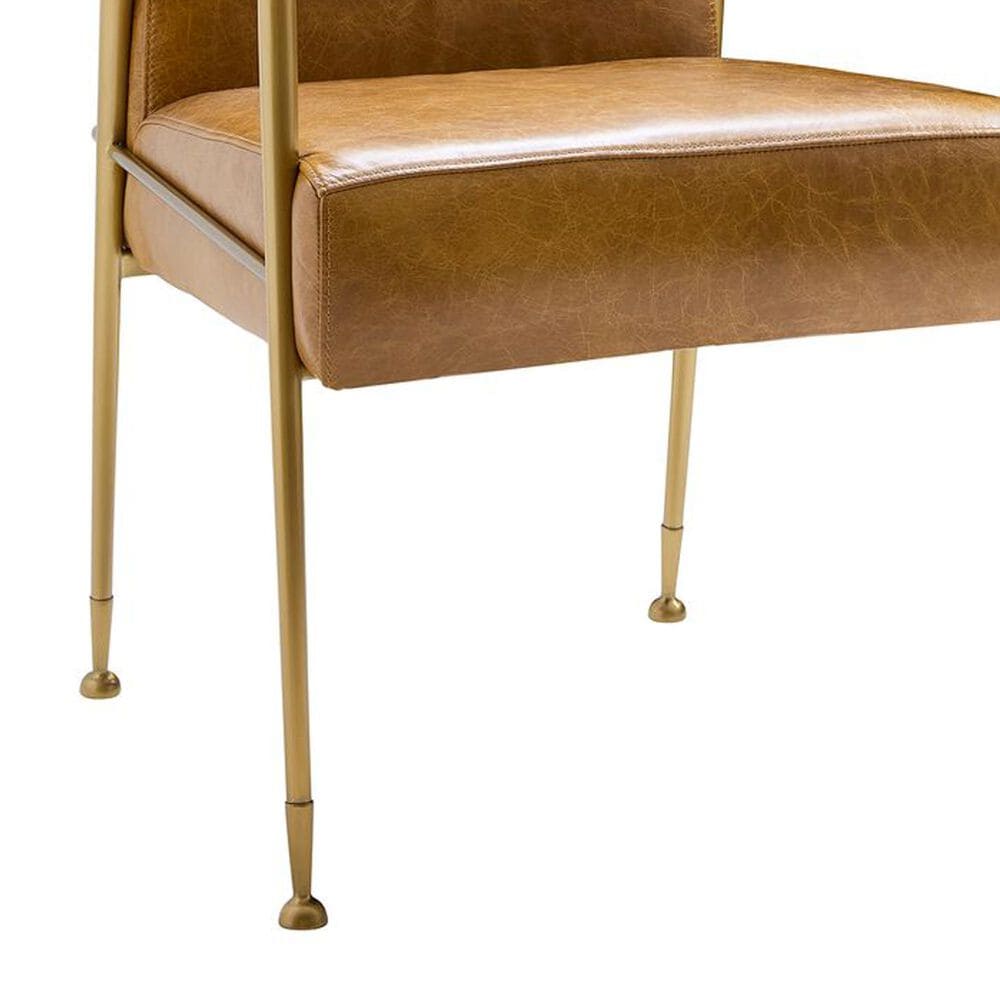 Uttermost Maxim Arm Chair in Light Antique Brass and Top Grain Leather in Parchment, , large