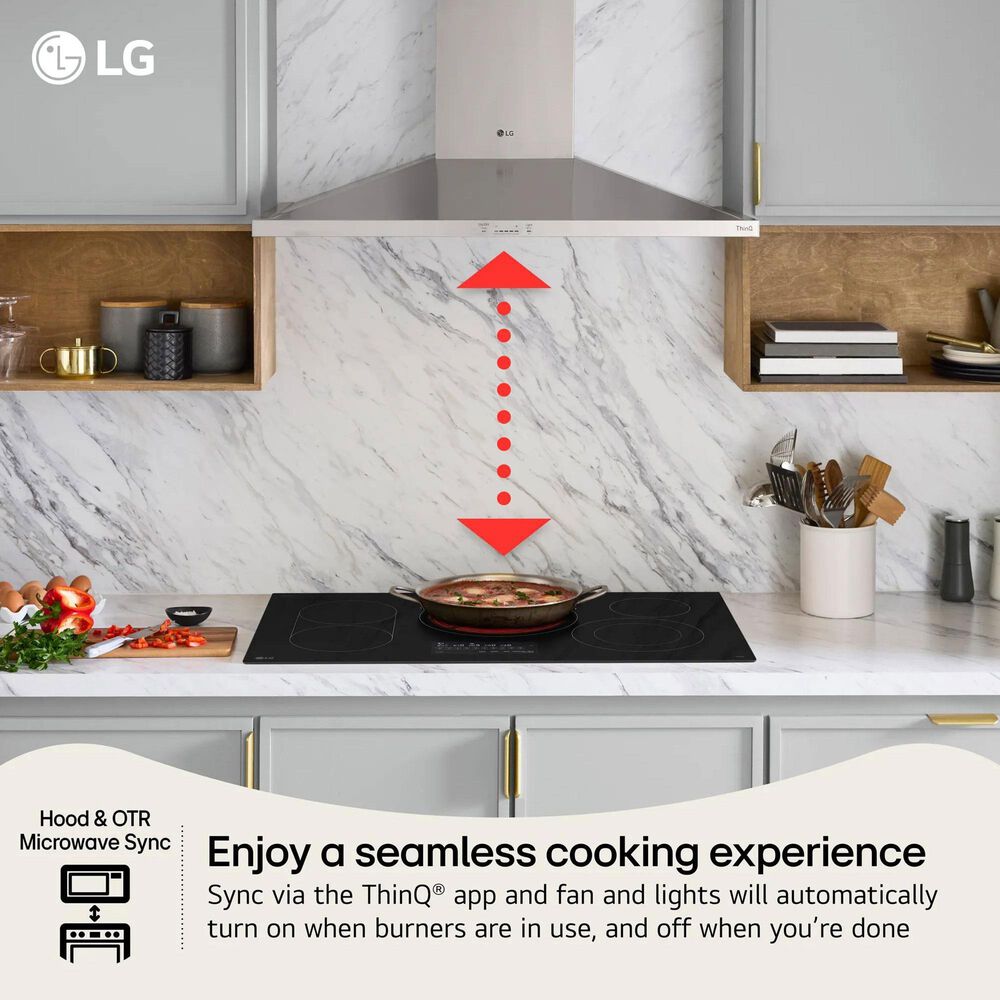 LG 2-Piece Kitchen Package with Print Proof Stainless Steel 4.7 Cu. Ft. Smart Single Wall Oven and Black 30" Electric Cooktop, , large