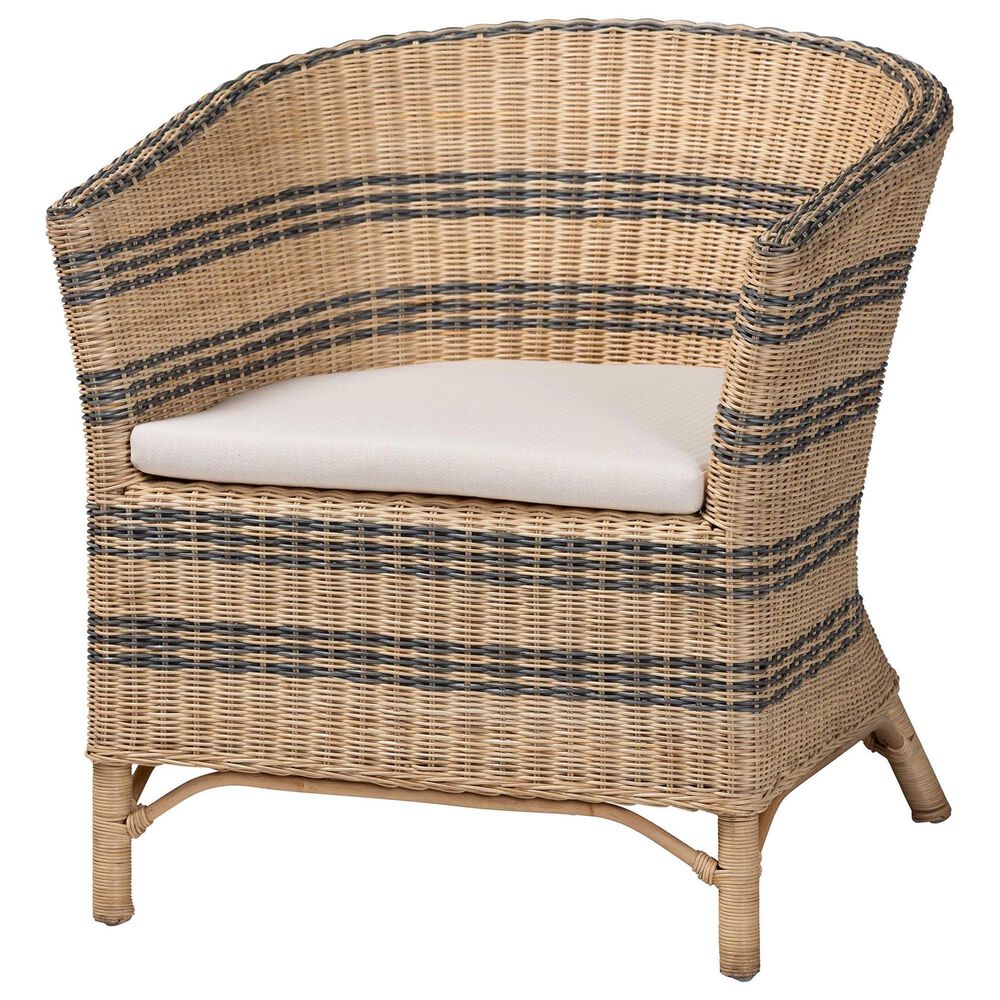 Baxton Studio Elda Rattan Accent Chair in Neutral, , large