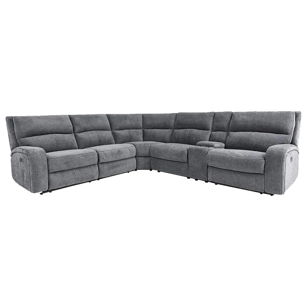 Simeon Collection Polaris 6-Piece Power Recliner with Power Headrest Sectional in Bizmark Gray, , large