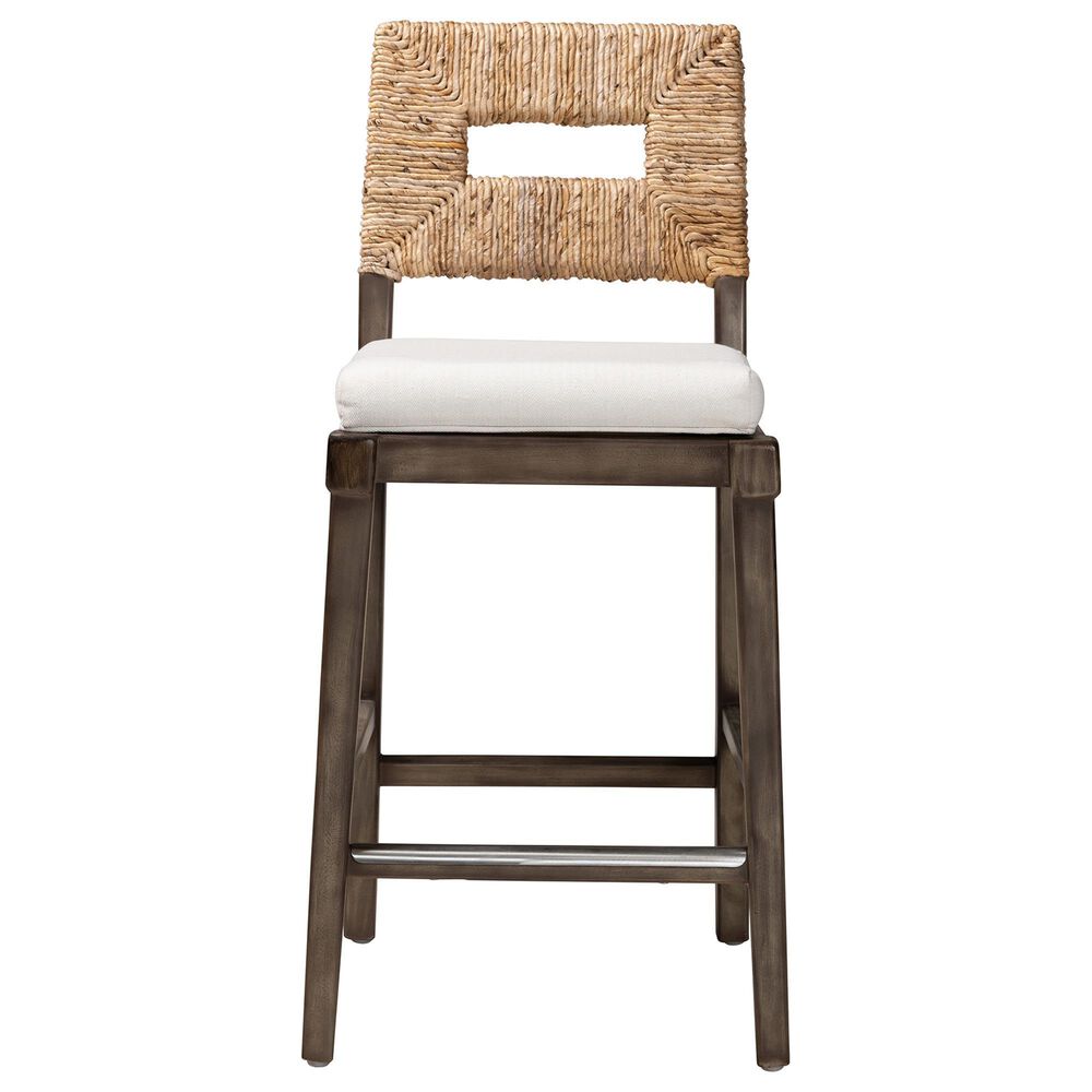 Baxton Studio Porsha Counter Stool in Dark Brown and Natural, , large