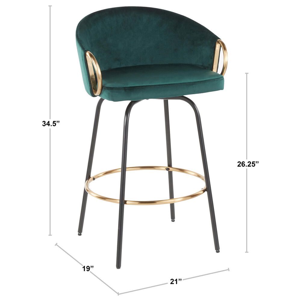 Lumisource Claire Swivel Counter Stool with Cream Cushion in Gold and Black &#40;Set of 2&#41;, , large