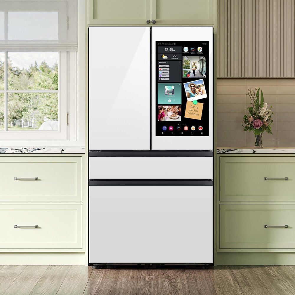 Samsung 22.5 Cu. Ft. Bespoke Counter Depth 4-Door French Door Refrigerator with AI Family Hub+ AI Vision Inside in White Glass, , large