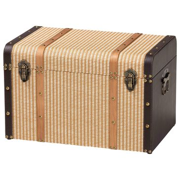 Baxton Studio Manton Storage Trunk with Hinged Top in Light, Dark Brown and Bronze, , large