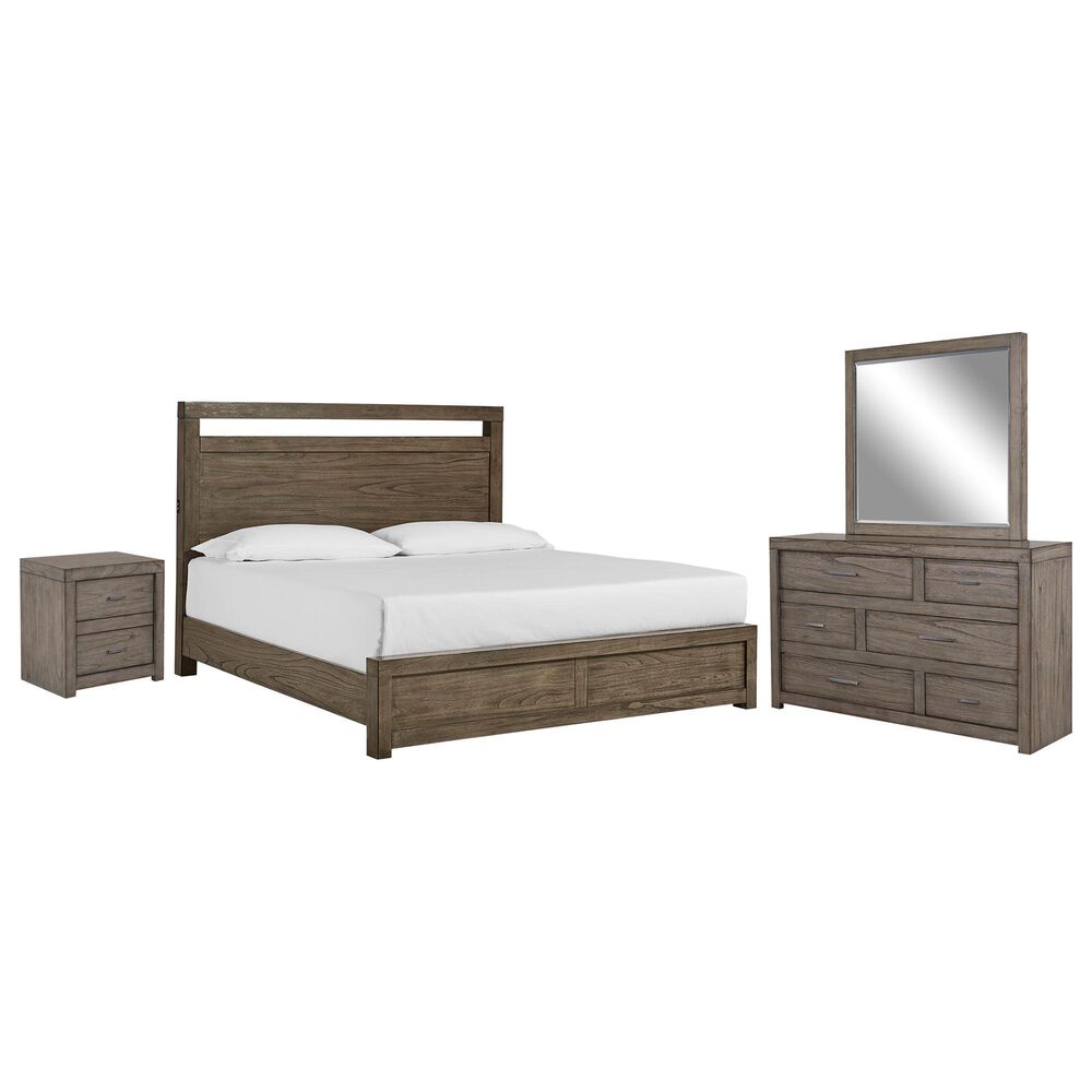 Riva Ridge Modern Loft 4 Piece California King Panel Bedroom Set in Greystone, , large