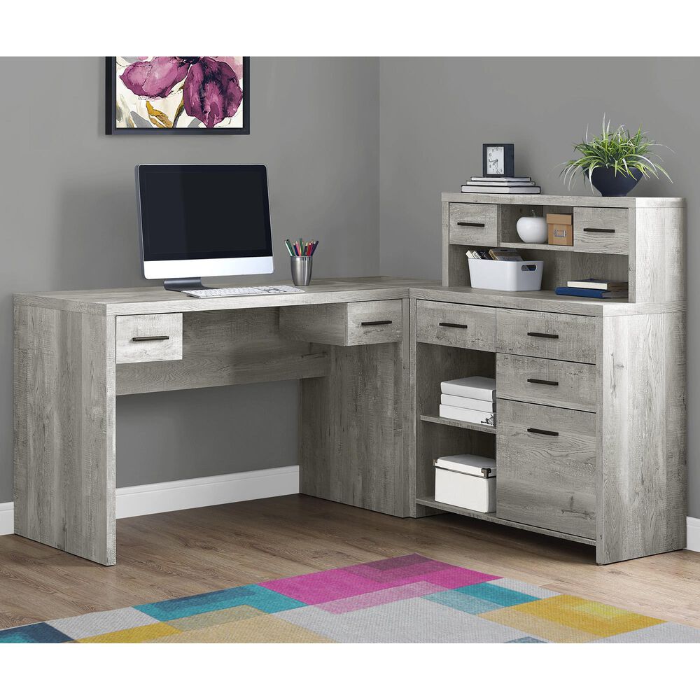 Monarch Specialties LShaped Computer Desk in Grey NFM