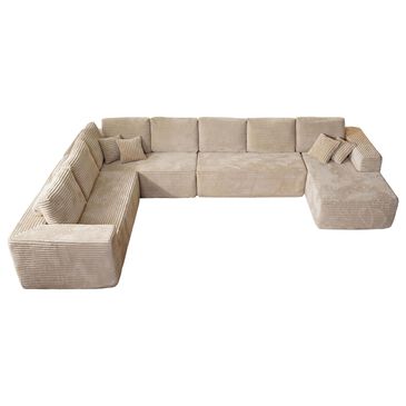 HOMLUX 4-Piece Mod U-Sectional with Chaise in Beige, , large