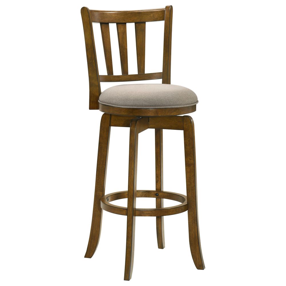 Armen Living Wren Swivel Bar Height Stool with Static Gray Upholstery in Sepia Brown, , large