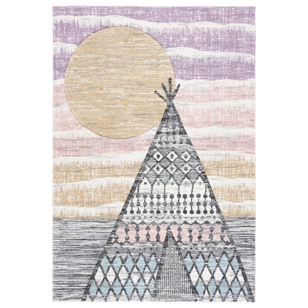 Safavieh Carousel Outer Space 5"3" x 7"6" Grey and Pink Kids  Area Rug, , large
