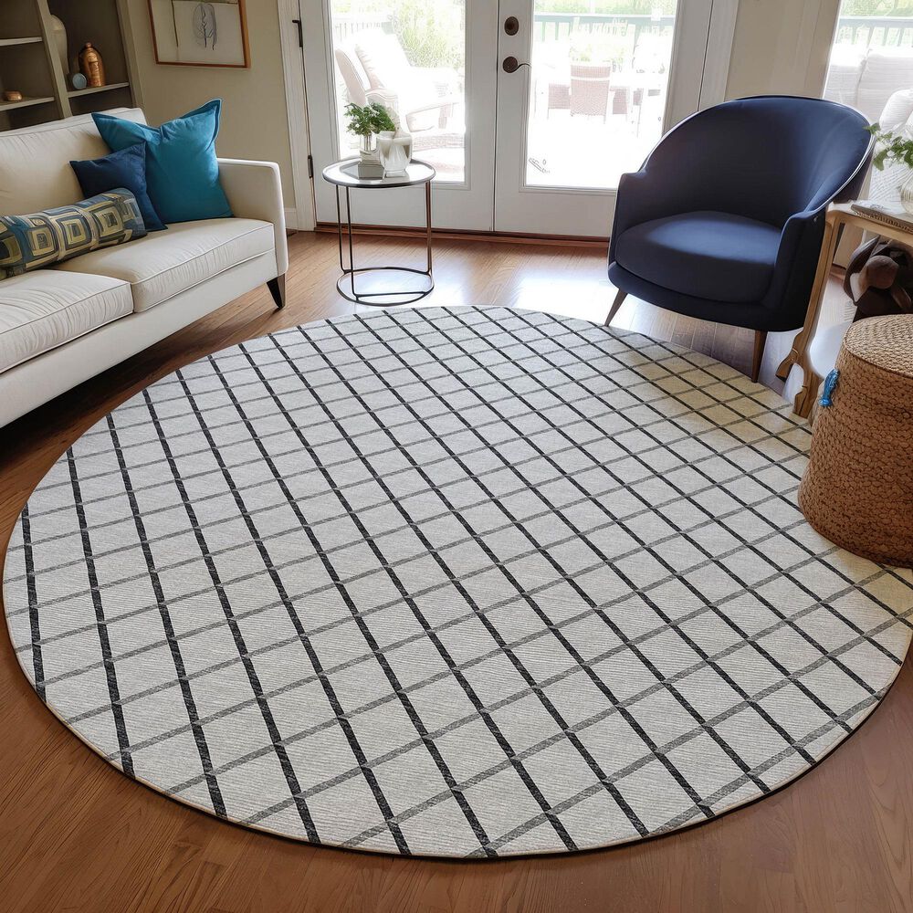 Dalyn Rug Company York 8&#39; Round Gray Indoor/Outdoor Area Rug, , large