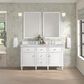 James Martin Vanities Lorelai 60" Double Bathroom Vanity in Bright White with 3 cm Ethereal Noctis Silestone Top, Rectangular Sinks and FreePower Wireless Charger, , large