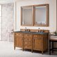 James Martin Vanities Brittany 60" Double Bathroom Vanity in Saddle Brown with 3 cm Parisien Bleu Quartz Top and Rectangular Sinks, , large