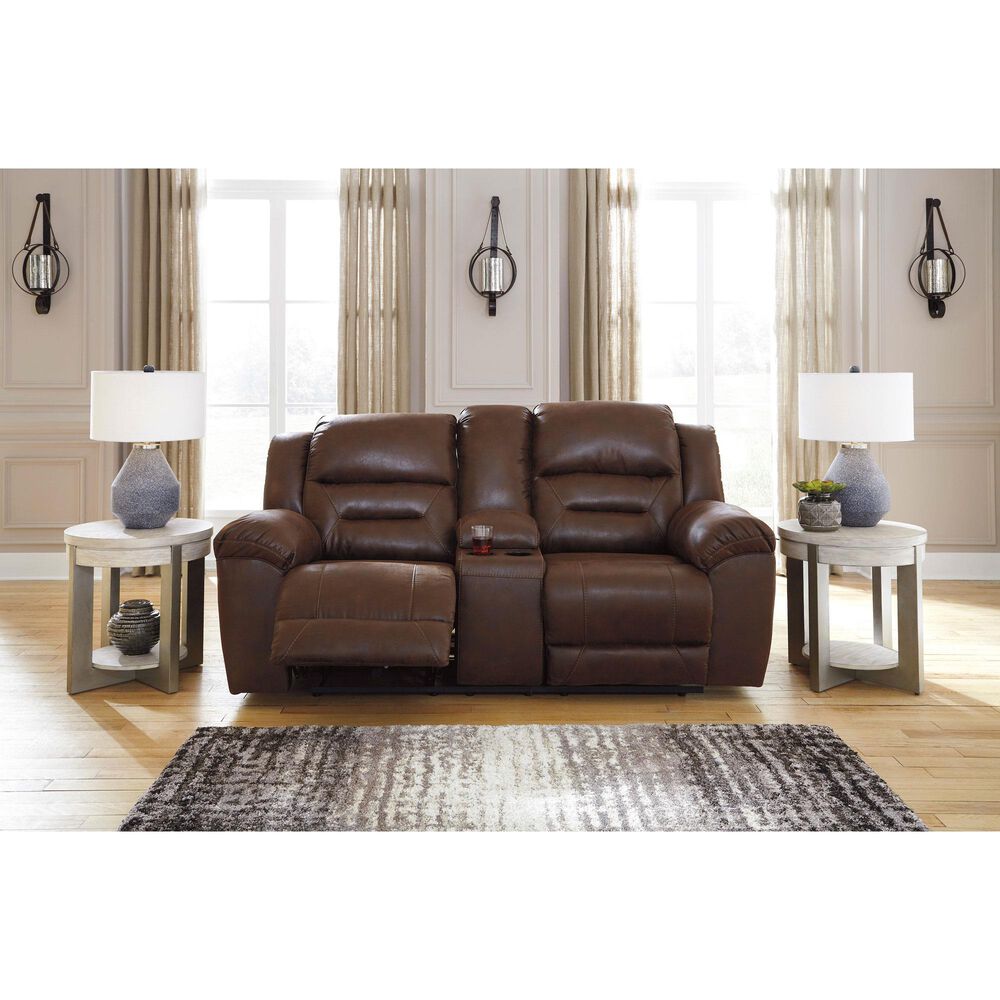 Ashley Stoneland Power Reclining Loveseat with Console in Chocolate, , large