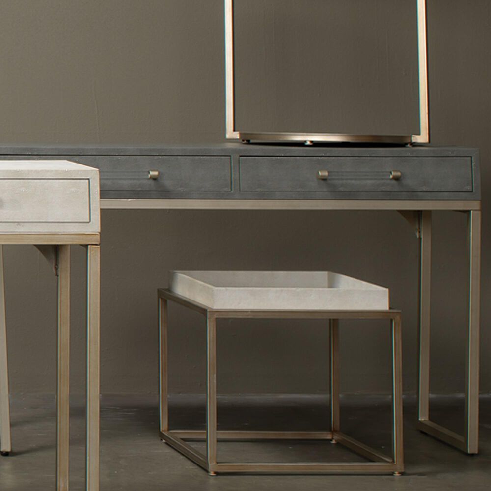 Splendor Living Kain Console Table in Grey and Brushed Champagne, , large