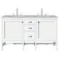 James Martin Vanities Addison 60" Double Bathroom Vanity in Glossy White with 3 cm Victorian Silver Quartz Top and Rectangular Sinks, , large