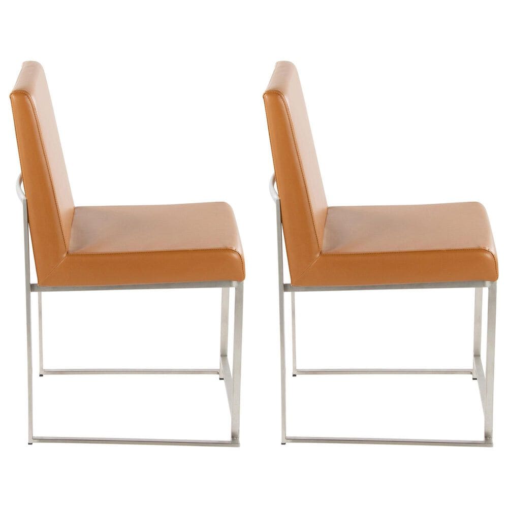 LumiSource Fuji Side Chair with Camel Cushion in Brushed Stainless Steel (Set of 2), , large