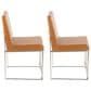 LumiSource Fuji Side Chair with Camel Cushion in Brushed Stainless Steel (Set of 2), , large