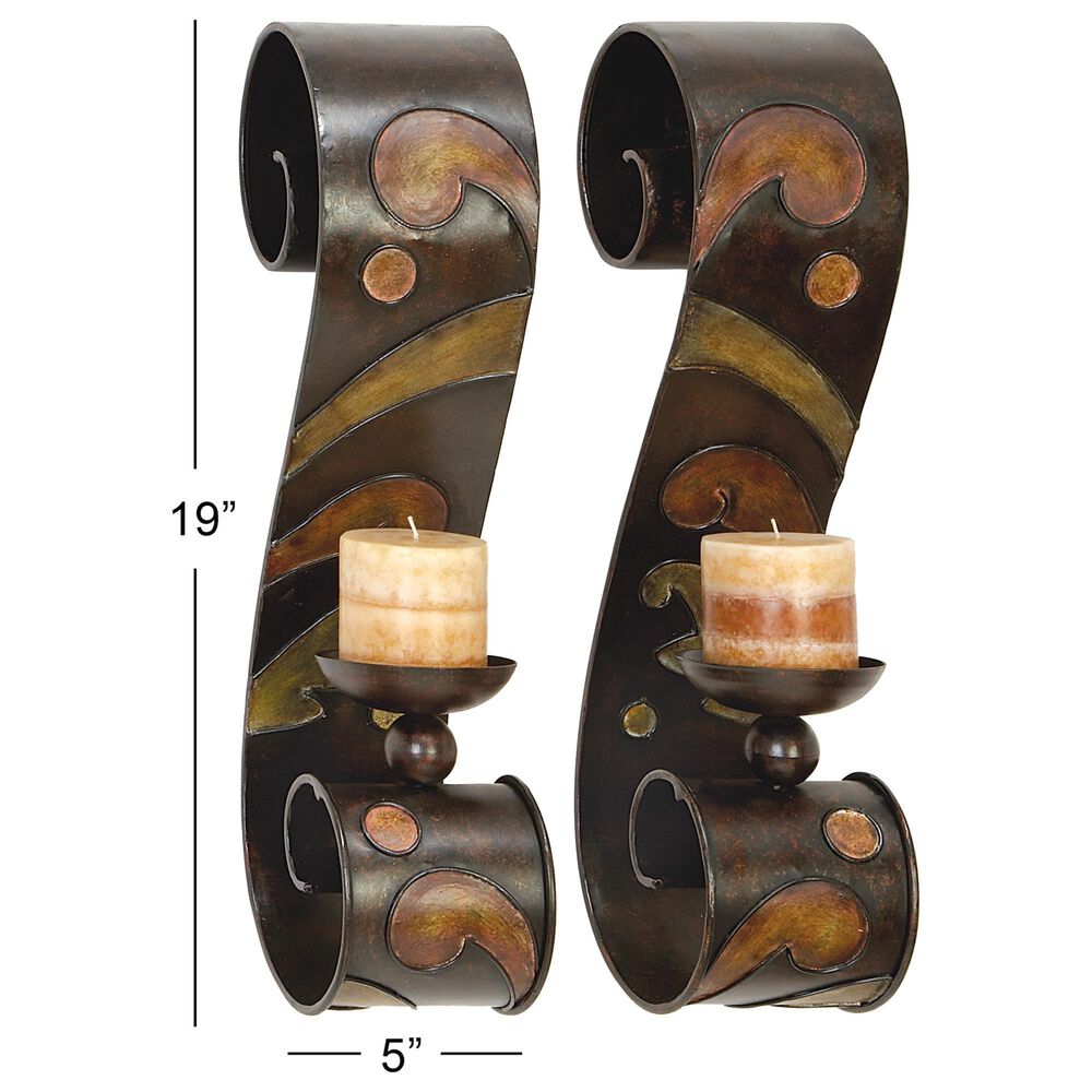 Maple and Jade Candle Holder Wall Sconce in Gold and Copper &#40;Set of 2&#41;, , large