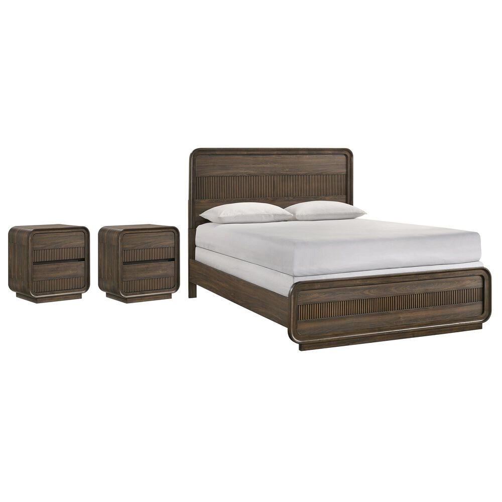 Crown Mark Kinkaid Queen Bed with Two Nightstands in Brown, , large