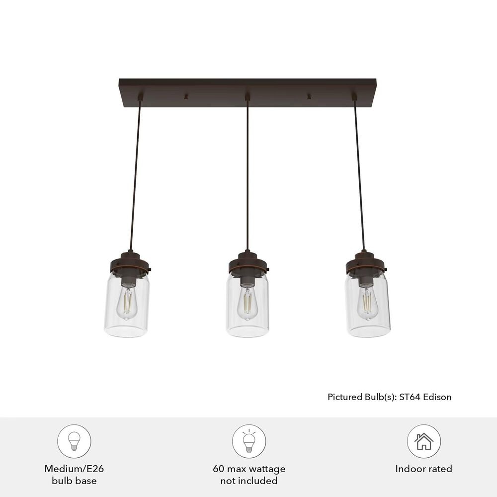 Hunter Devon Park 3-Light Linear Cluster in Onyx Bengal, , large