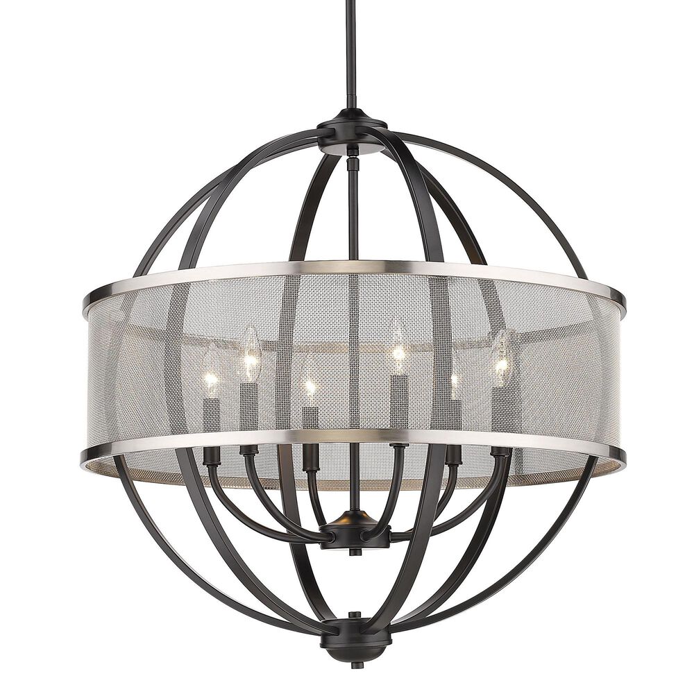 Golden Lighting Colson 6-Light Chandelier with Pewter Mesh Shade in Matte Black, , large