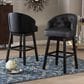 Baxton Studio Avril Swivel Bar Stool with Black Cushion in Dark Espresso Brown (Set of 2), , large