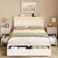 HOMLUX 4-Drawer Full Storage Bed with LED Headboard and Charging Station in White, , large