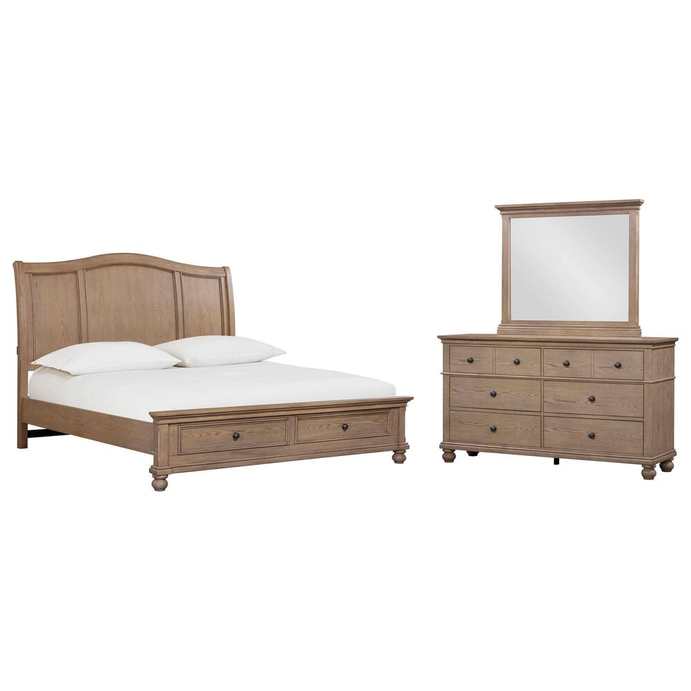 Riva Ridge Oxford 3-Piece Queen Sleigh Storage Bedroom Set in Tan with USB Ports, , large