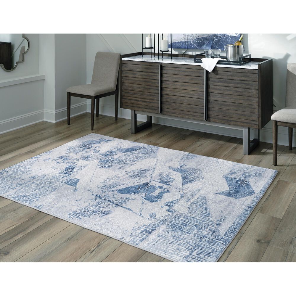 Ashley Haddam 5&#39; x 7&#39; Blue, Gray and White Area Rug, , large