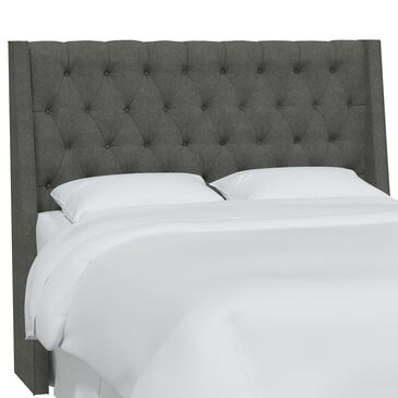 Skyline Furniture Loomis Cal King Wingback Headboard in Zuma Charcoal, , large