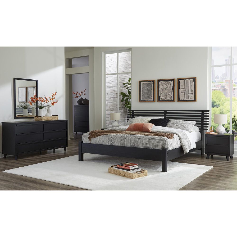 Ashley Danziar Queen Slat Panel Bed in Matte Black, , large