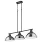 Golden Lighting Duncan 3-Light Pendant with Chrome Shade in Matte Black, , large