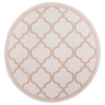 Safavieh Bermuda 8" Round Ivory and Beige Indoor/Outdoor Area Performance Rug, , large