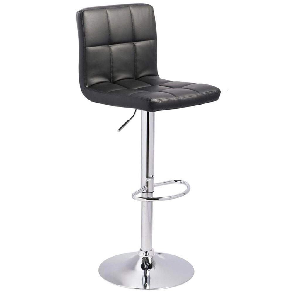 Ashley Adjustable Height Swivel Bar Stool with Black Cushion in Chrome, , large