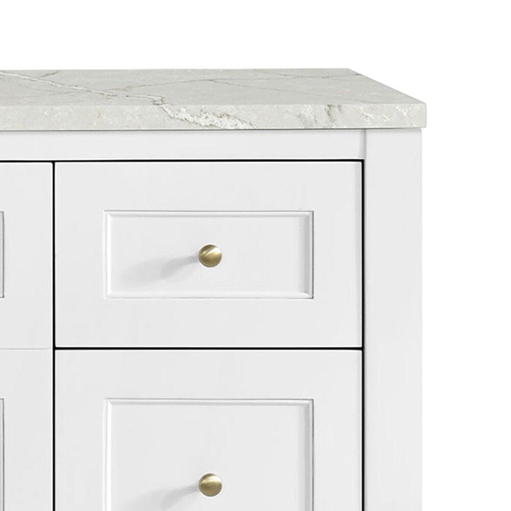James Martin Vanities Breckenridge 60" Single Bathroom Vanity in Bright White with 3 cm Victorian Silver Quartz Top, Rectangular Sink and FreePower Wireless Charger, , large