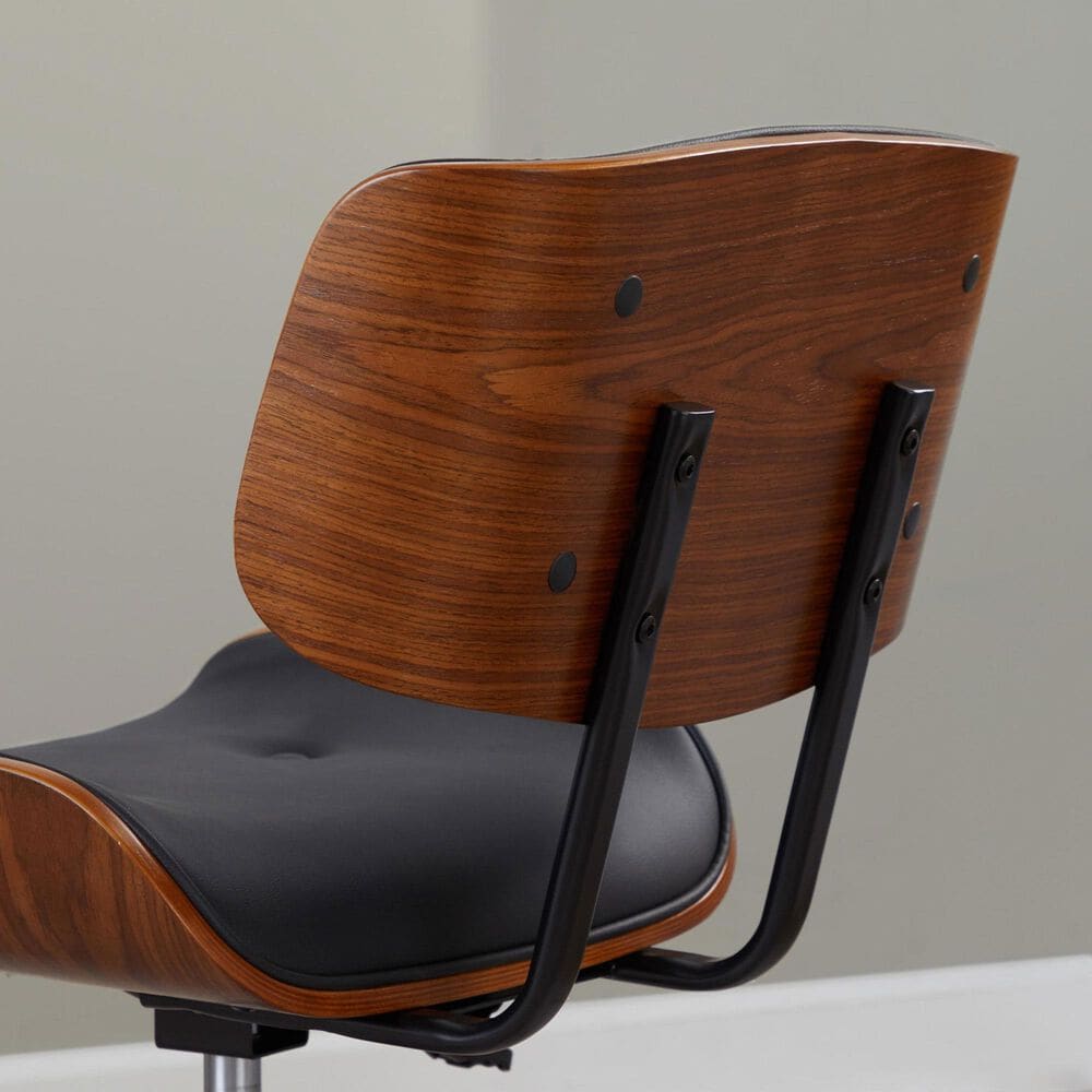 Lumisource Lombardi Desk Chair with Black Cushion in Walnut and Black, , large