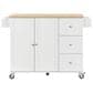 HOMLUX 53" Rolling Mobile Kitchen Island with Solid Wood Top and Locking Wheels in White, , large