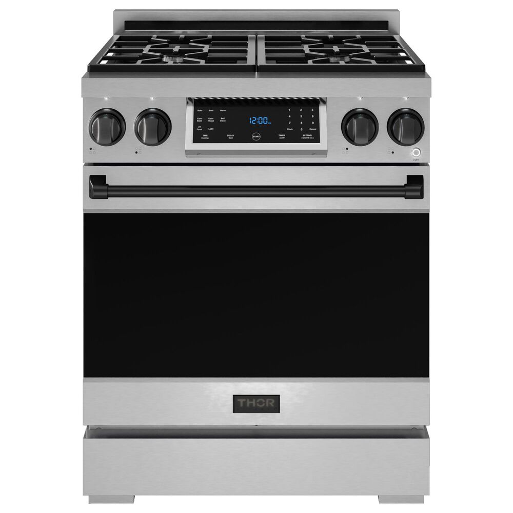 Thor Kitchen Gordon Ramsay 4.55 Cu. Ft. 30" Professional Liquid Propane Range with Black Handle Kit in Stainless Steel, , large