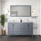 Lexora Home Jacques 60" Double Bathroom Vanity in Dark Grey with 2 cm White Carrara Marble Top and Rectangular Sinks, , large